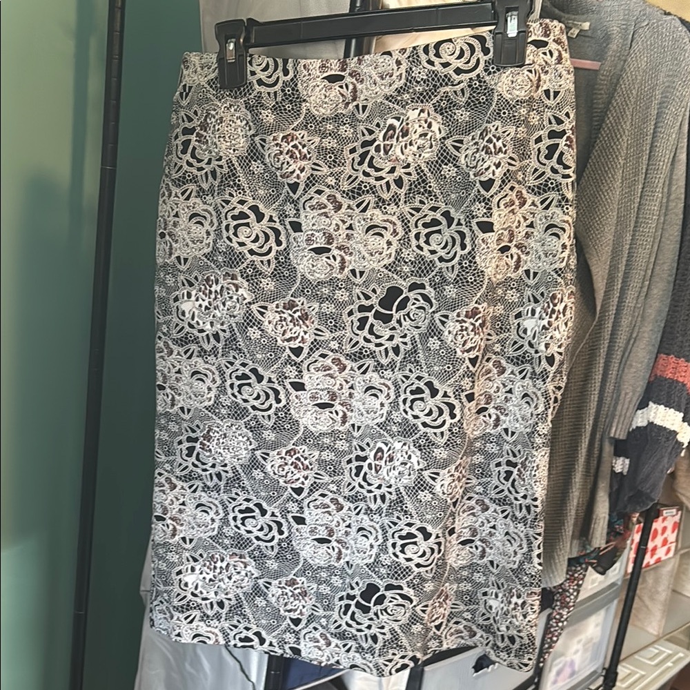 Black and light gray Knee-Length Pencil Skirt